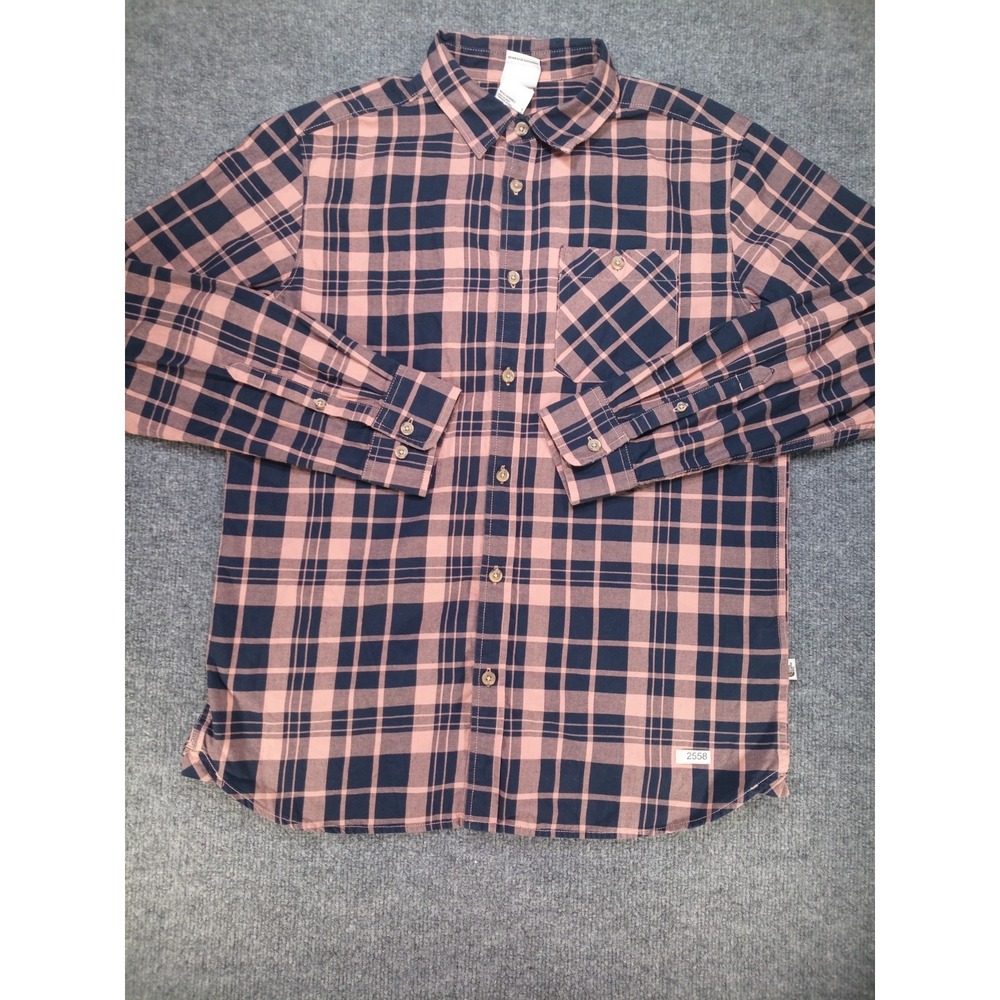 The North Face Mens Large Plaid Button Up Shirt Long Sleeve Pink Navy Outdoor